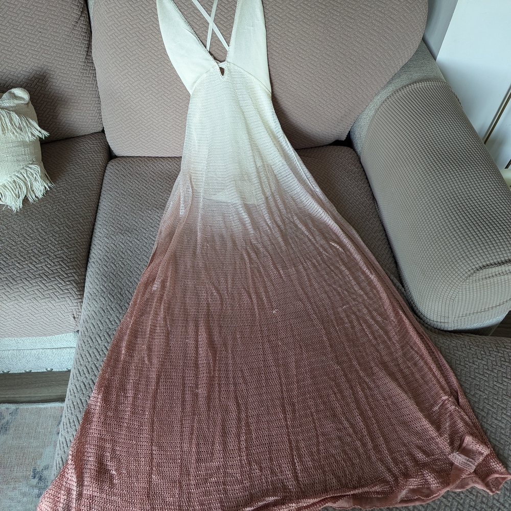 Elegant Ombre Maxi Dress - Cream and Brown